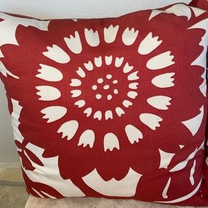 Red and White Floral Modern Decorative Pillow